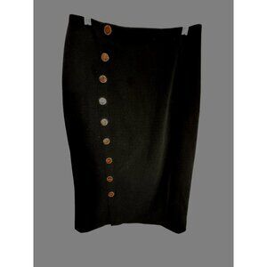 Ivanka Trump Black Pencil Skirt With Gold Button Detail Size 4 Classic Sexy Date